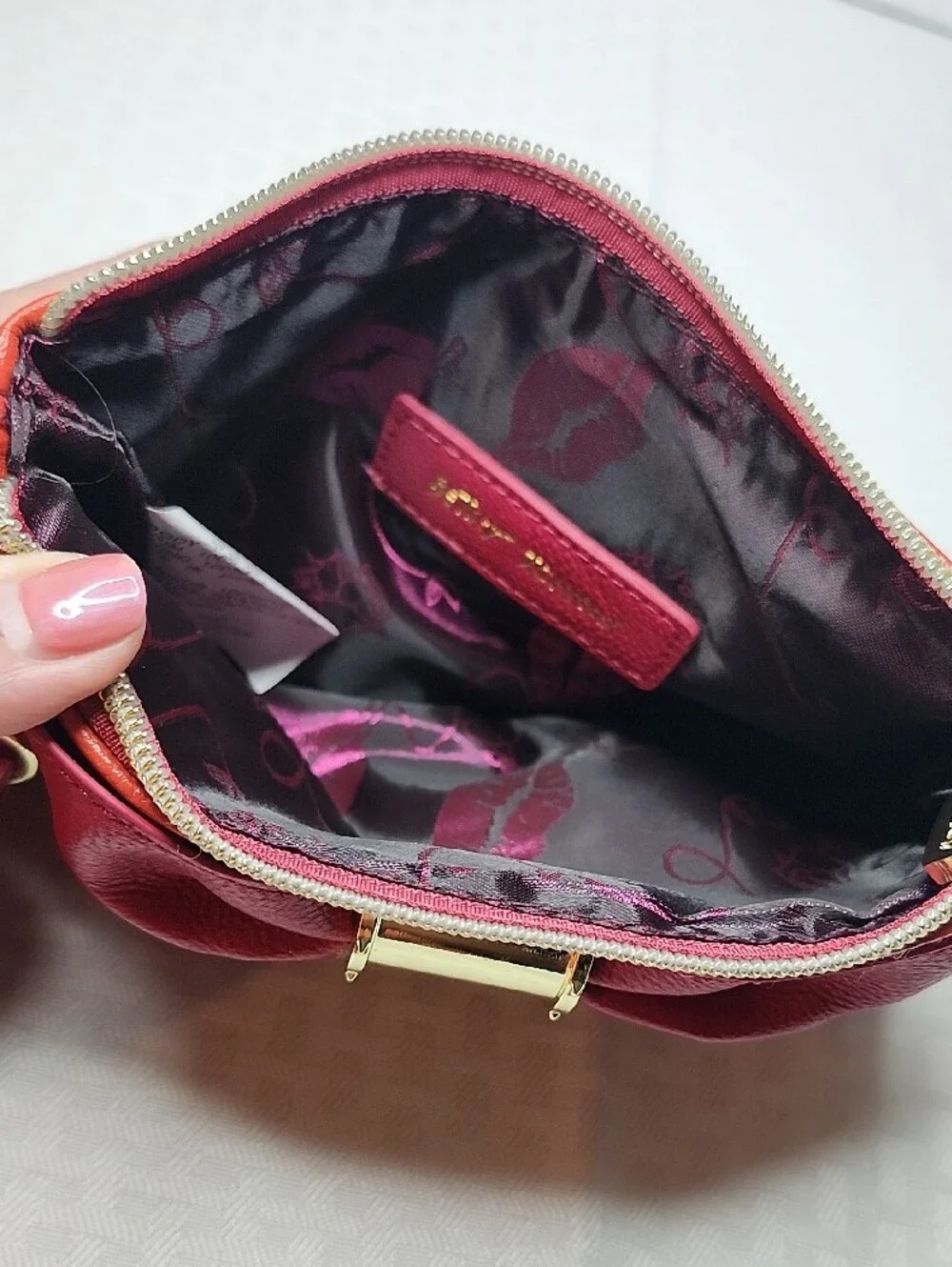 Betsey Johnson Red Orange Bow Wristlet Clutch NWOT
